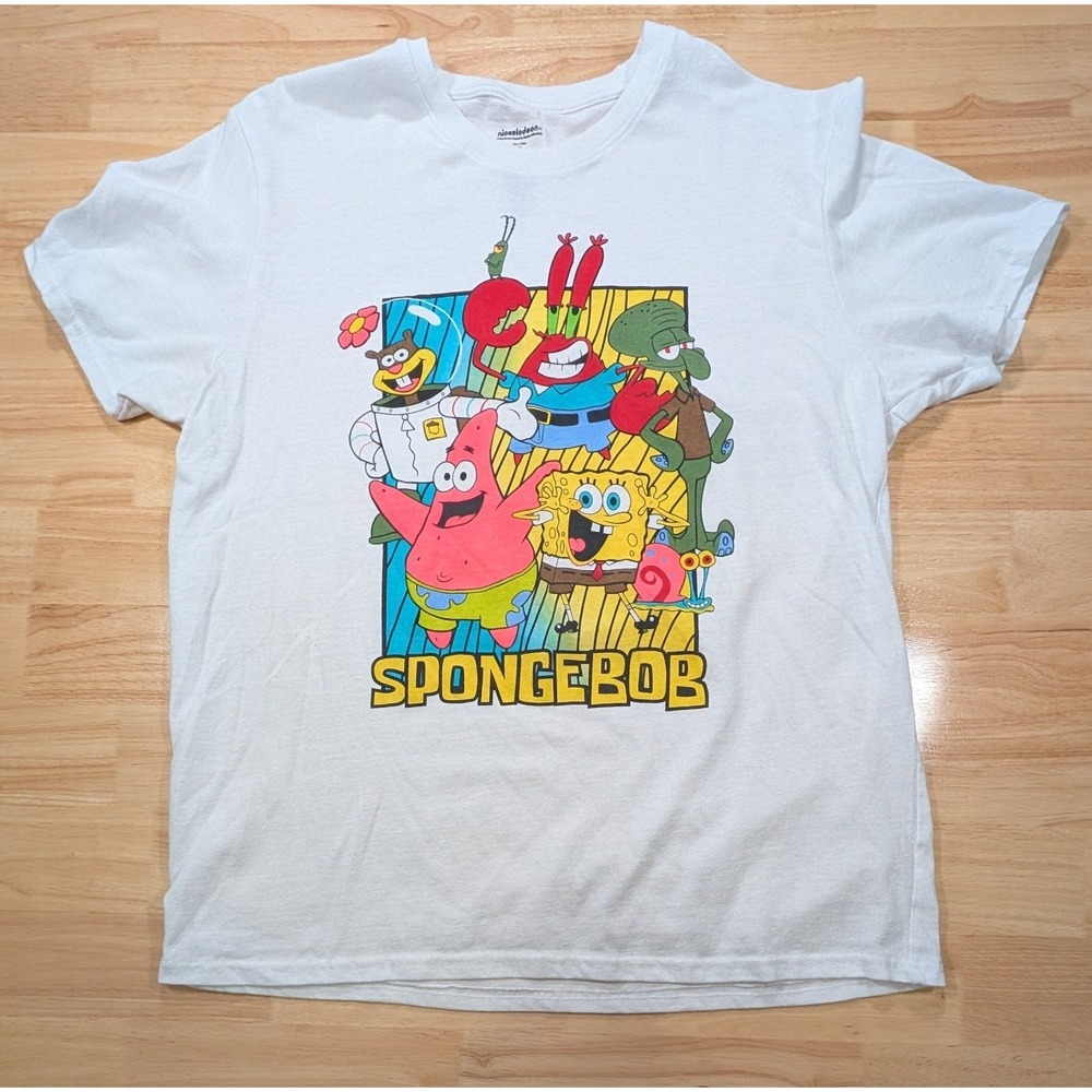Nickelodeon SpongeBob SquarePants Graphic T-Shirt White XL Patrick Squidward
